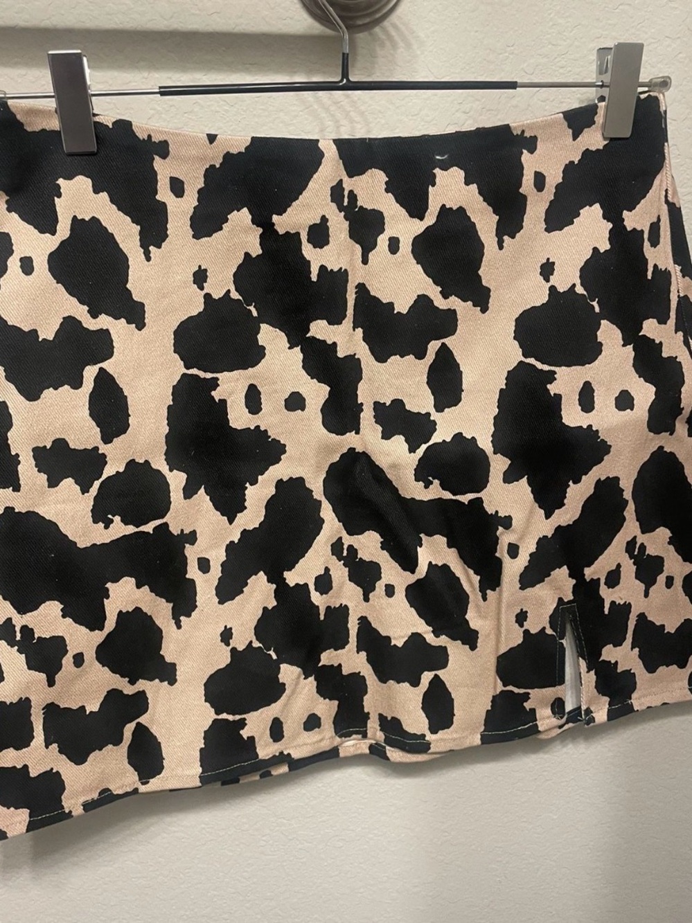 SHEIN Black and Beige Cow Spot Mini Skirt